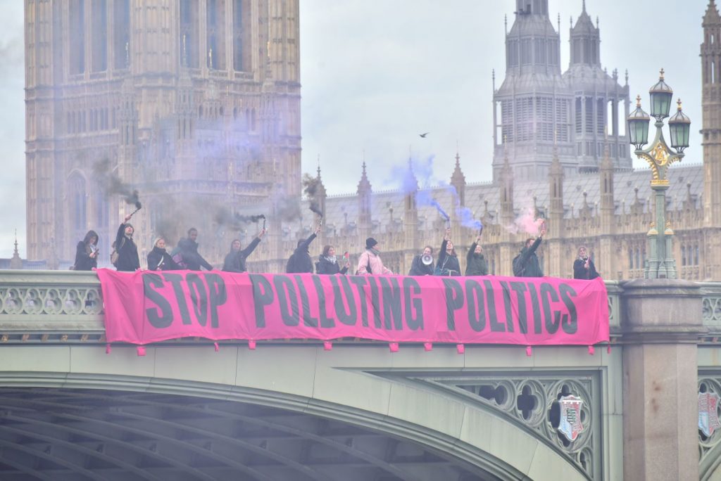 climate campaigners Westminster bridge