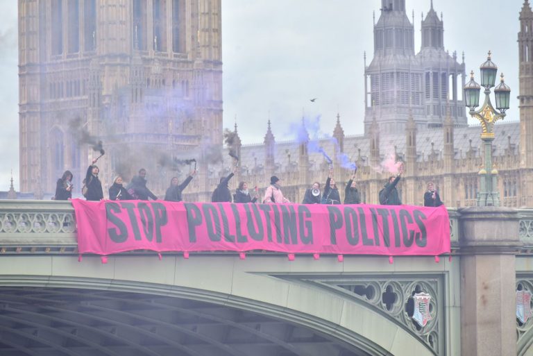 climate campaigners Westminster bridge