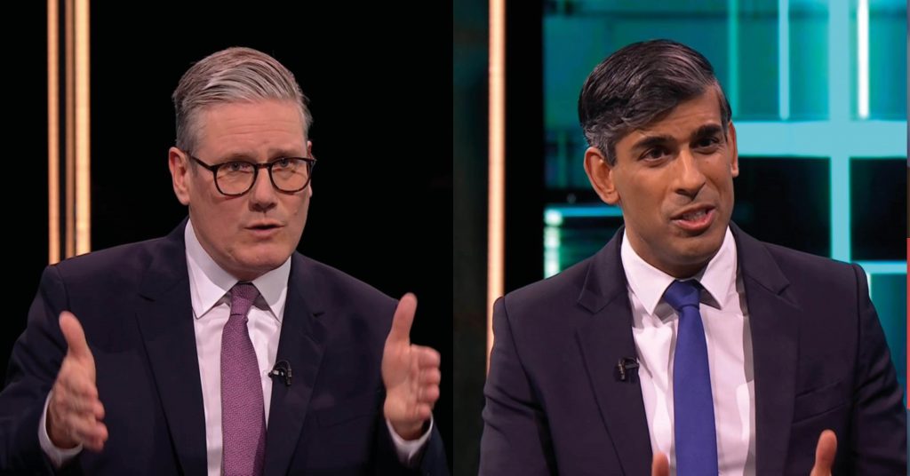 Keir Starmer and Rishi Sunak in the leaders debate