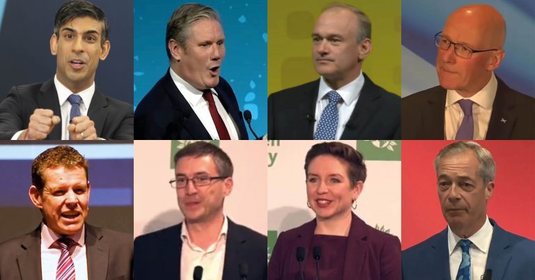 A collage of the major party leaders in the UK