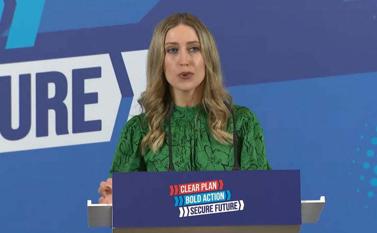 Laura Trott speaking at a Conservative Party event