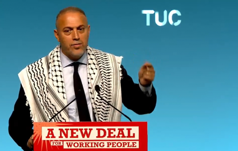 Palestinian Ambassador Husam Zomlot speaking at TUC Congress