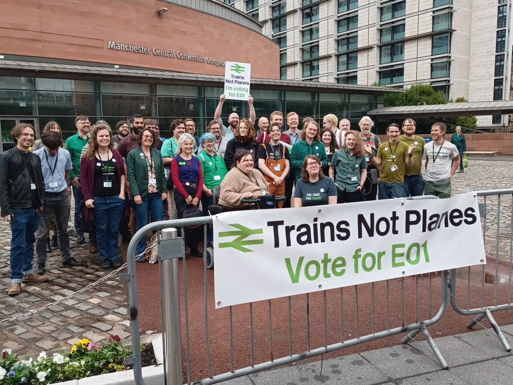 A photo of members of Greens for HS2 at Green Party Conference