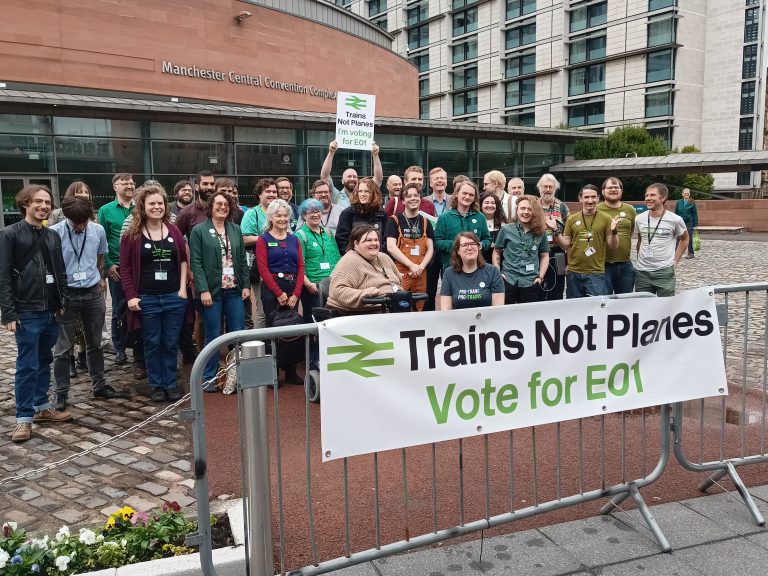 A photo of members of Greens for HS2 at Green Party Conference