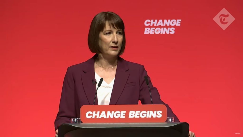 Rachel Reeves speaking at the Labour Party Conference