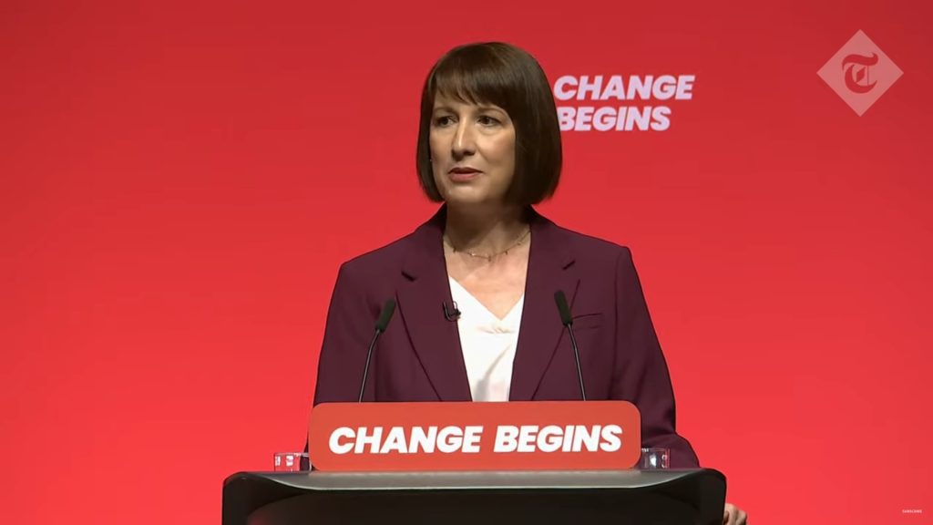 Rachel Reeves speaking at Labour Party Conference