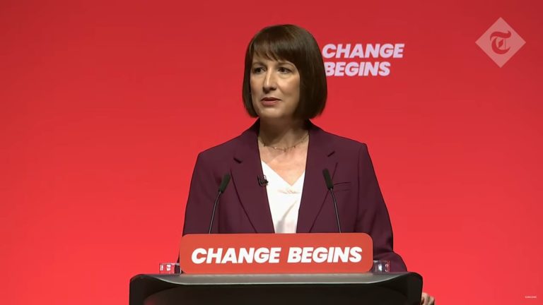 Rachel Reeves speaking at Labour Party Conference