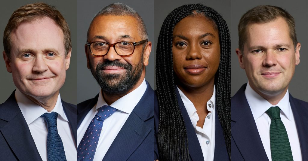 Conservative Party leadership candidates Tom Tugendhat, James Cleverly, Kemi Badenoch and Robert Jenrick