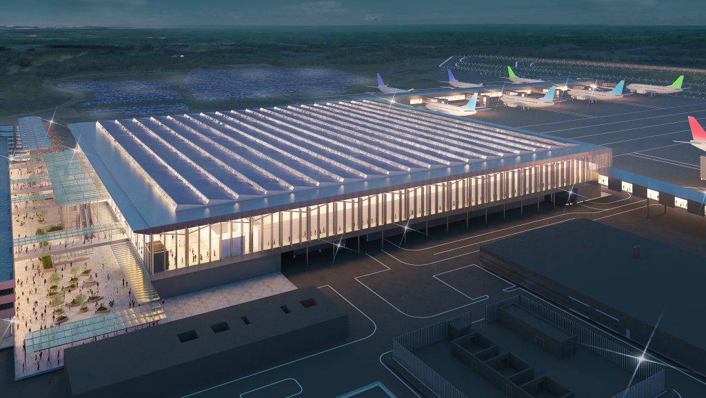 A computer generated image of the proposed expansion for Luton Airport's Terminal 2