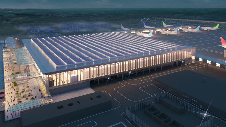 A computer generated image of the proposed expansion for Luton Airport's Terminal 2