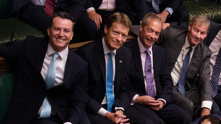 A photo of four of the five Reform UK MPs in Parliament
