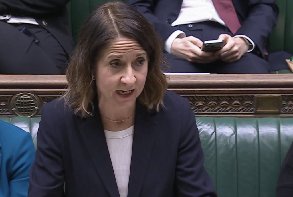 A photo of Liz Kendall, the Work and Pensions Secretary, making a statement in Parliament