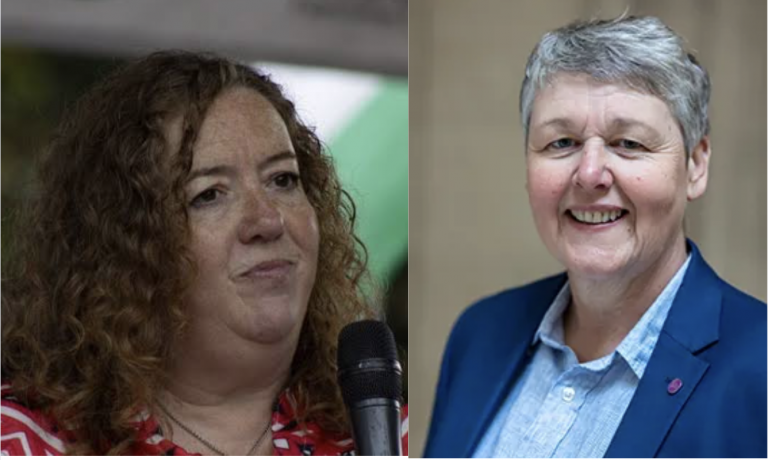 A photo of Fran Heathcote, general secretary at PCS and Lucille Thirlby, assistant general secretary at the FDA