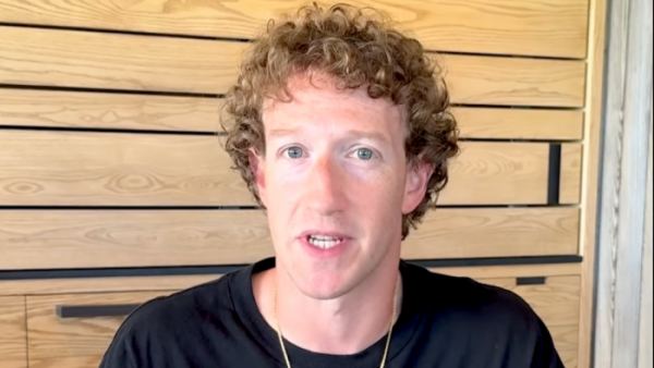 A photo of Mark Zuckerberg, CEO and founder of Meta, speaking about changes to the platform's fact-checking policies