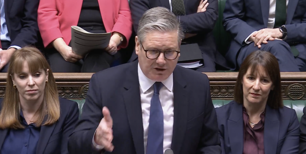 A photo of Keir Starmer speaking at Prime Minister's Questions today