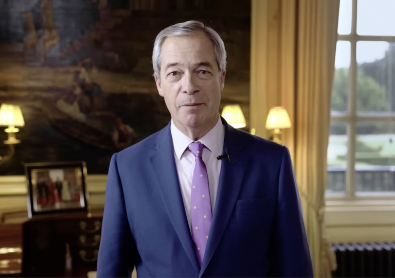 Reform UK leader Nigel Farage giving a new year's message at Blenheim Palace