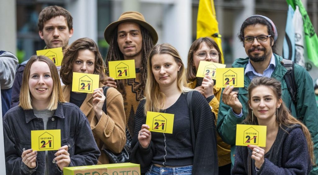A photo of Generation Rent activists campaigning against Section 21 no-fault evictions