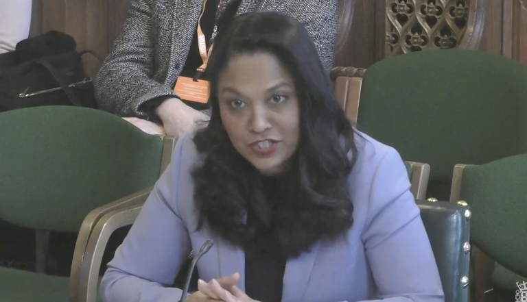 Democracy minister Rushanara Ali facing questions in a select committee hearing