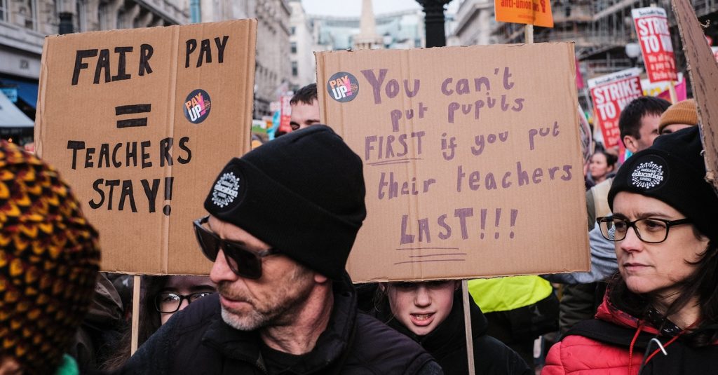 A teachers' pay protest