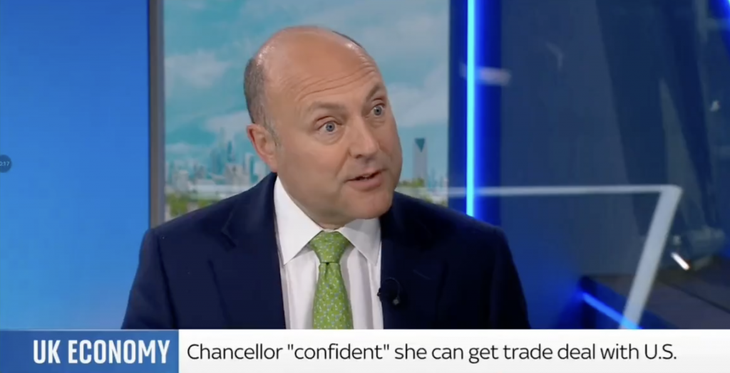 Andrew Griffith, shadow business and trade secretary speaking on Sky News