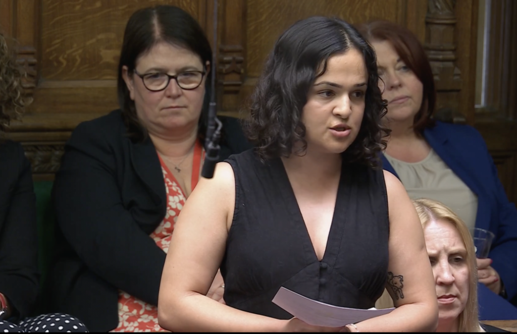 A photo of Nadia Whittome speaking at PMQs