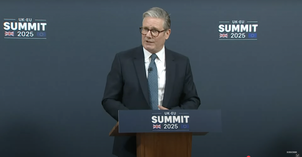 Keir Starmer giving his speech at the EU summit this afternoon