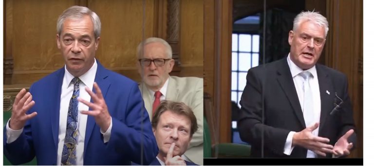 Nigel Farage and Lee Anderson speaking in Parliament