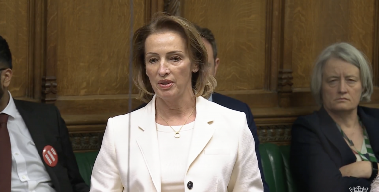 Sarah Pochin asking a question in PMQs