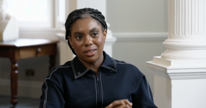 Kemi Badenoch being interviewed by the BBC's Chris Mason