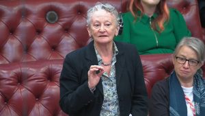 Green peer Baroness Jenny Jones speaking in the House of Commons on the motion of regret on the proscription of Palestine Action