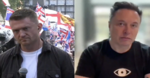 Elon Musk speaking at Tommy Robinson's protest