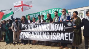 Green Party members with Palestine Solidarity Campaign Director Ben Jamal at a protest for Gaza in Bournemouth