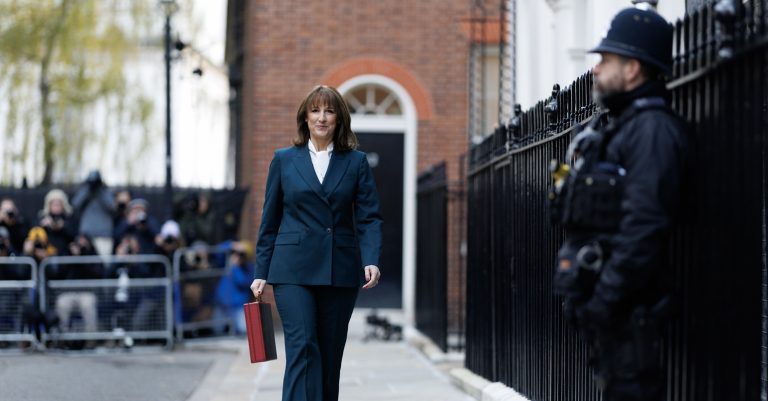 Rachel Reeves leaving Downing Street to deliver her budget