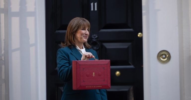 Rachel Reeves holding the budget briefcase