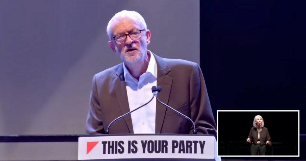 Jeremy Corbyn speaking at Your Party Conference