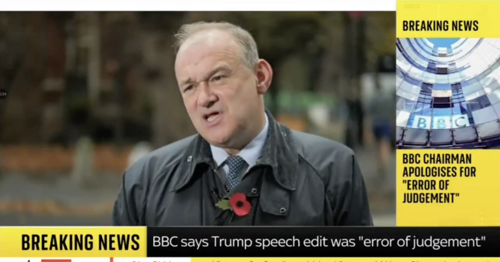 Ed Davey speaking on Sky News