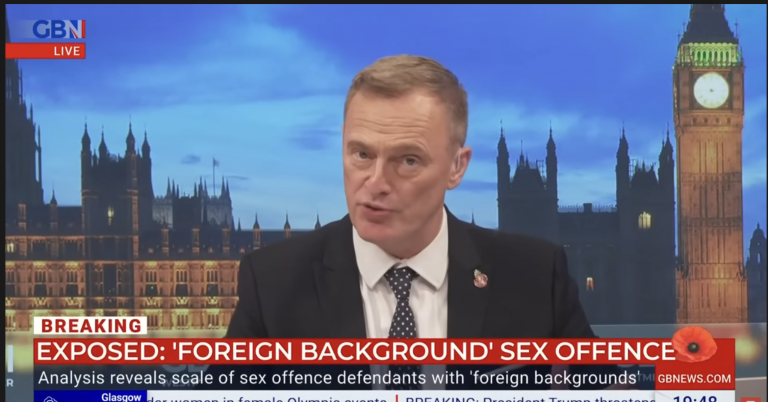 Martin Daubney presenting the data on his GB News show
