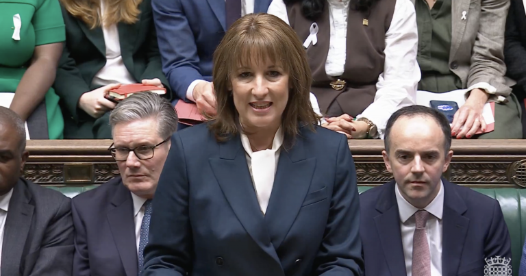 Rachel Reeves delivering the Autumn Budget today