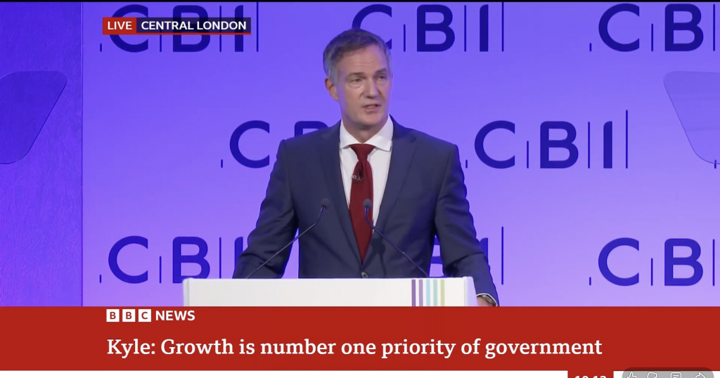 Peter Kyle speaking at the CBI conference earlier this week