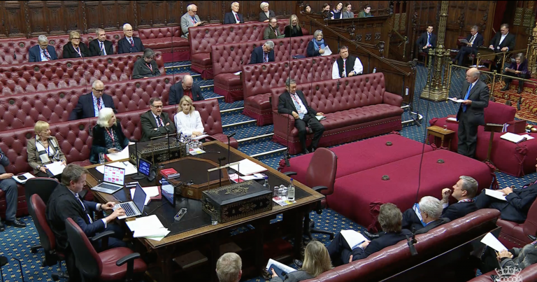 Peers debating the Employment Rights Bill yesterday