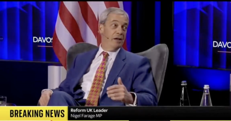 Nigel Farage speaking in Davos