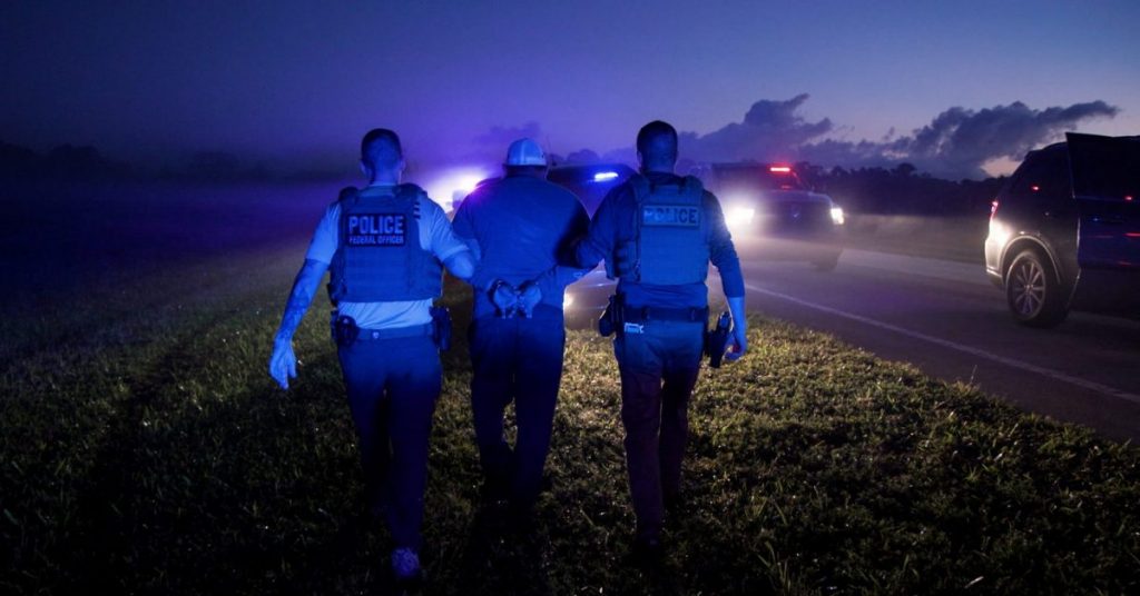 ICE agents carrying out an enforcement operation