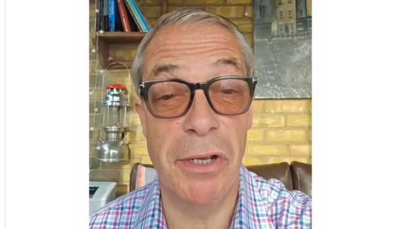 Nigel Farage recording a cameo video