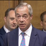 A photo of Nigel Farage speaking at PMQs