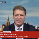 A picture of Richard Tice speaking about the Makerfield by-election