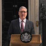 Keir Starmer giving his resignation speech outside 10 Downing Street