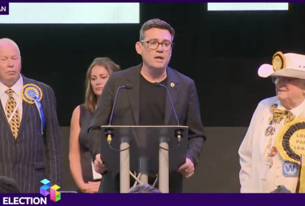 Andy Burnham speaking following his victory in the Makerfield by-election