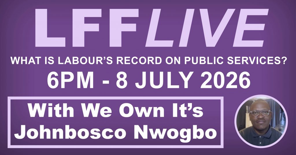 A graphic advertising an episode of LFF Live with We Own It's Johnbosco Nwogbo