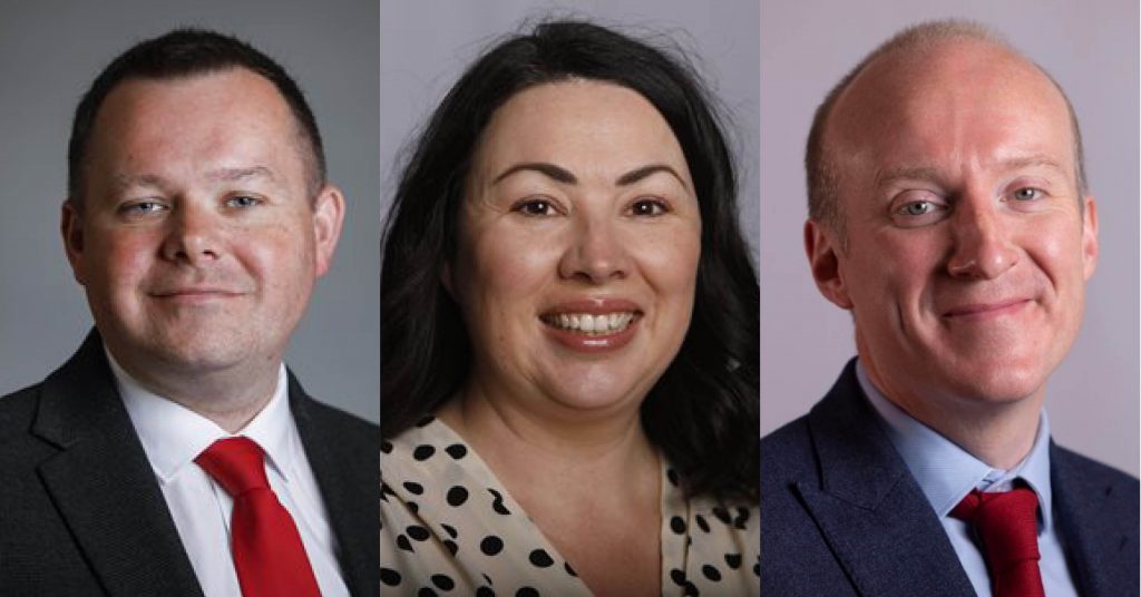 Scottish Labour Party leadership candidates Joe Fagan, Monica Lennon, Michael Marra
