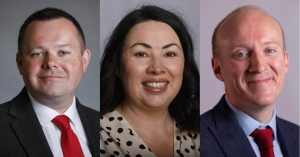 Scottish Labour Party leadership candidates Joe Fagan, Monica Lennon, Michael Marra